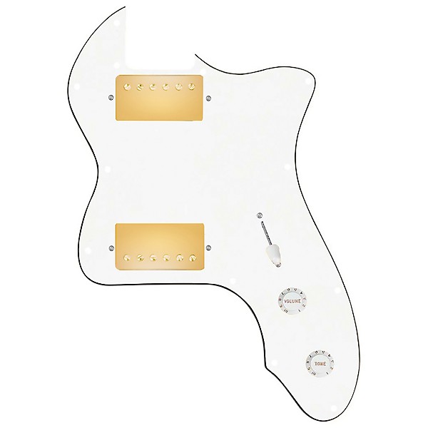 920d Custom 72 Thinline Tele Loaded Pickguard With Gold Roughneck Humbuckers and White Knobs White