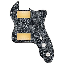 920d Custom 72 Thinline Tele Loaded Pickguard With Gold Roughneck Humbuckers and White Knobs Black Pearl