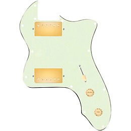 920D Custom 72 Thinline Tele Loaded Pickguard With Gold Roughneck Humbuckers and Aged White Knobs Mint Green