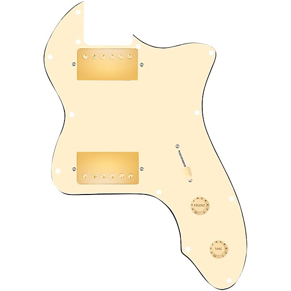 920d Custom 72 Thinline Tele Loaded Pickguard With Gold Roughneck Humbuckers and Aged White Knobs Aged White