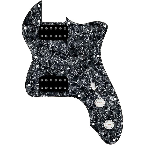 920d Custom 72 Thinline Tele Loaded Pickguard With Uncovered Cool Kids Humbuckers & White Knobs Black Pearl