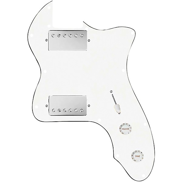 920d Custom 72 Thinline Tele Loaded Pickguard With Nickel Roughneck Humbuckers & White Knobs White