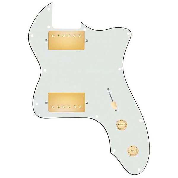 920d Custom 72 Thinline Tele Loaded Pickguard With Gold Cool Kids Humbuckers & Aged White Knobs Parchment