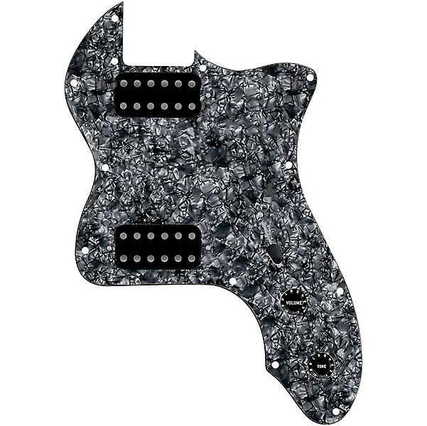 920d Custom 72 Thinline Tele Loaded Pickguard With Uncovered Cool Kids Humbuckers & Black Knobs Black Pearl