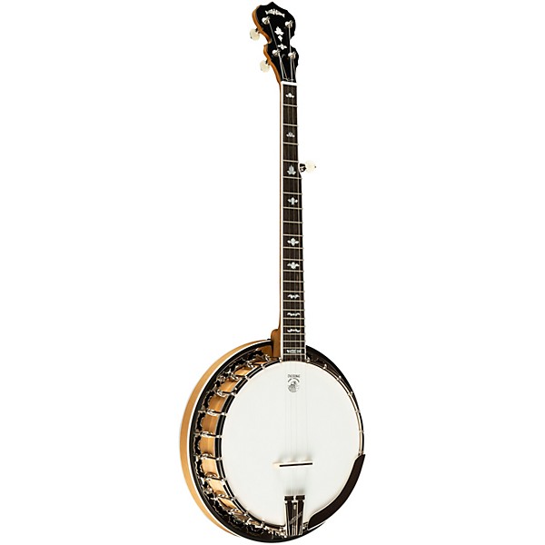 Deering White Lotus Left-Handed 5-String Resonator Banjo