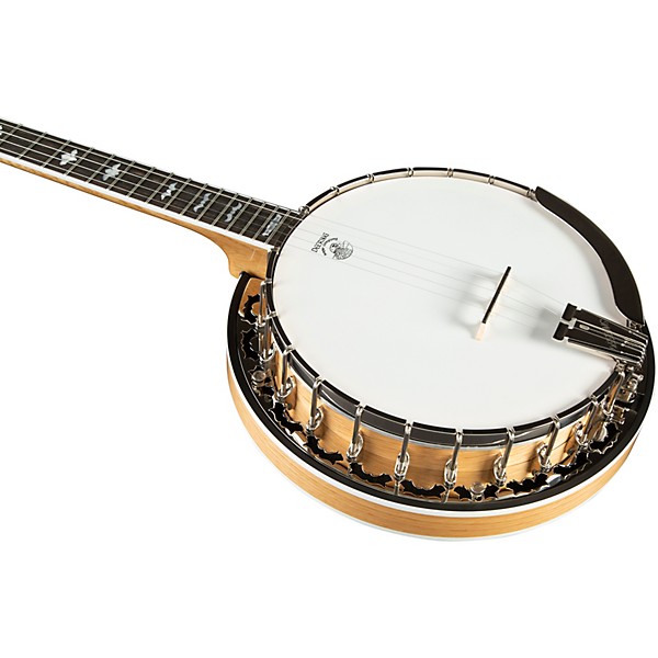 Deering White Lotus Left-Handed 5-String Resonator Banjo