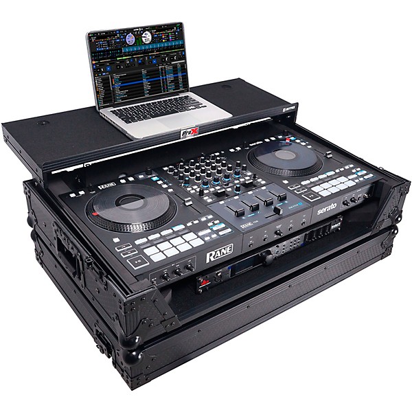 ProX ATA Flight Style Wheel Road Case For RANE Four DJ Controller with 1U Rack Space Black