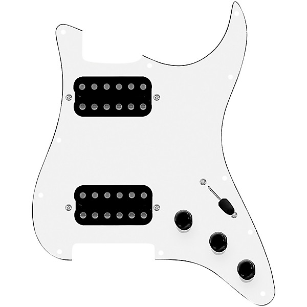 920d Custom HH Loaded Pickguard for Strat With Uncovered Smoothie Humbuckers and S3W-HH Wiring Harness White
