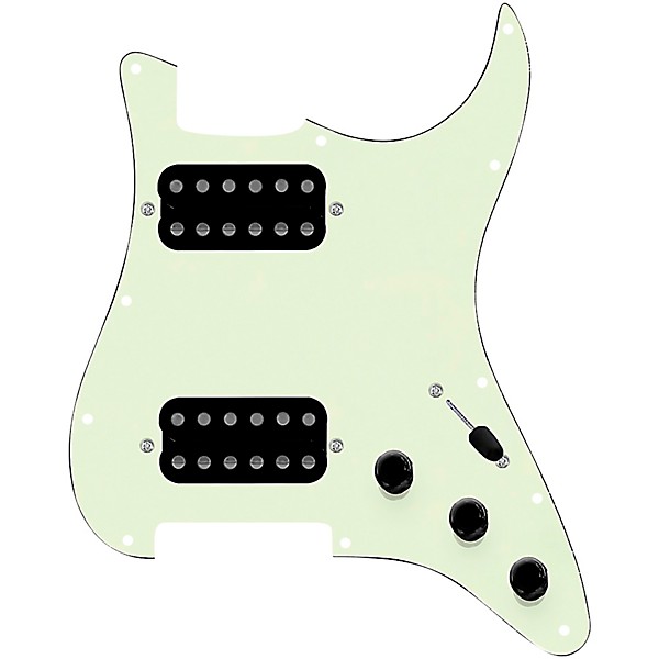 920d Custom HH Loaded Pickguard for Strat With Uncovered Smoothie Humbuckers and S3W-HH Wiring Harness Mint Green
