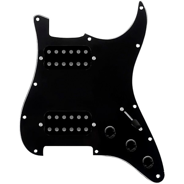 920D Custom HH Loaded Pickguard for Strat With Uncovered Smoothie Humbuckers and S3W-HH Wiring Harness Black