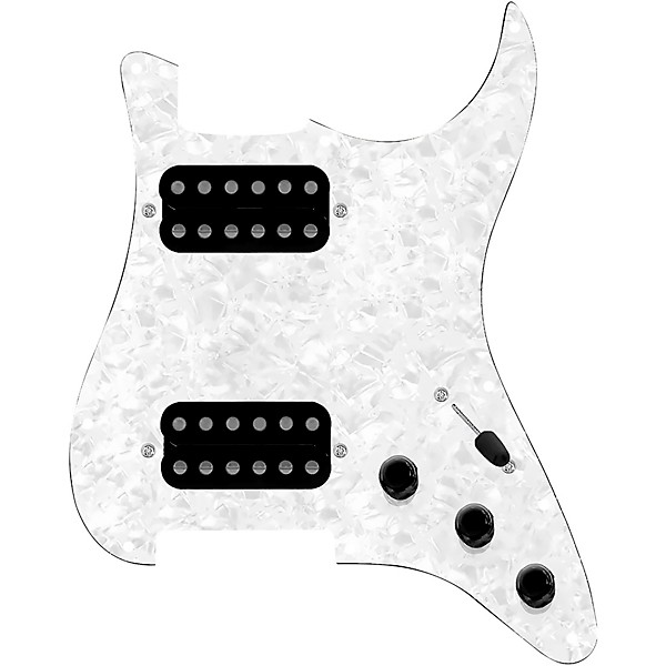 920d Custom HH Loaded Pickguard for Strat With Uncovered Smoothie Humbuckers and S5W-HH Wiring Harness White Pearl