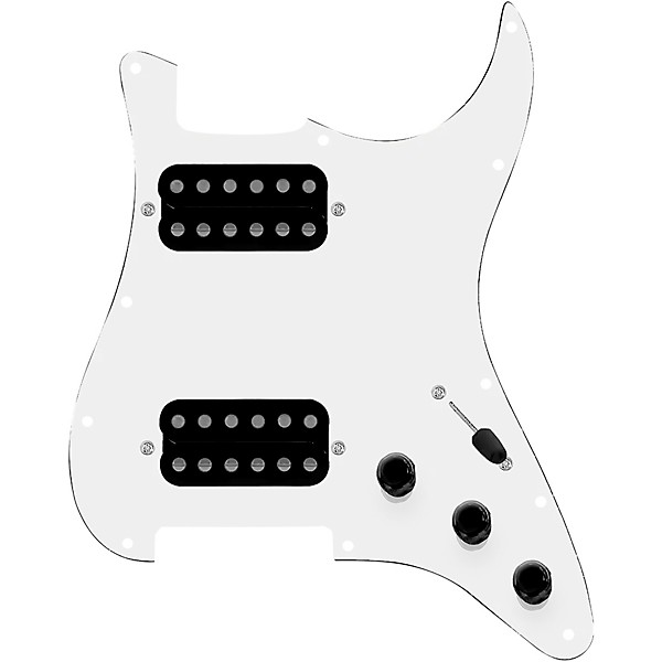 920D Custom HH Loaded Pickguard for Strat With Uncovered Smoothie Humbuckers and S5W-HH Wiring Harness White
