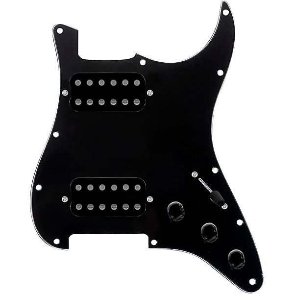 920D Custom HH Loaded Pickguard for Strat With Uncovered Smoothie Humbuckers and S5W-HH Wiring Harness Black
