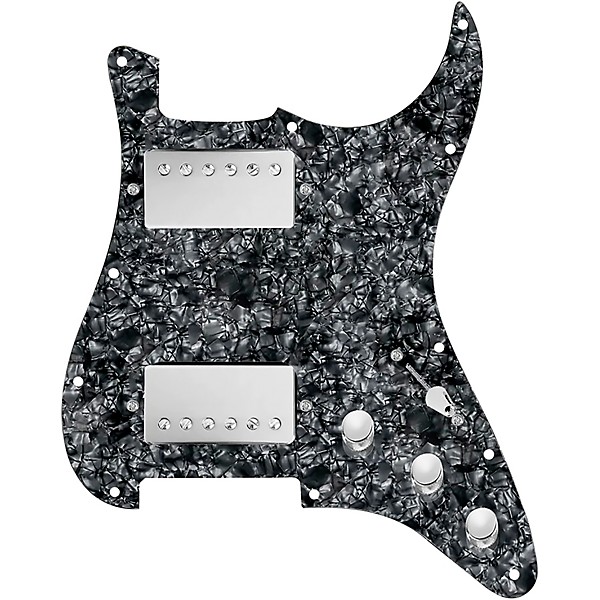 920d Custom HH Loaded Pickguard for Strat With Nickel Smoothie Humbuckers and S3W-HH Wiring Harness Black Pearl