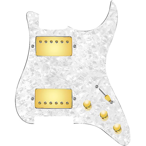 920d Custom Hushed And Humble HH Loaded Pickguard for Strat With Gold Smoothie Humbuckers and S3W-HH Wiring Harness White ...