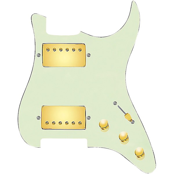 920d Custom Hushed And Humble HH Loaded Pickguard for Strat With Gold Smoothie Humbuckers and S3W-HH Wiring Harness Mint G...