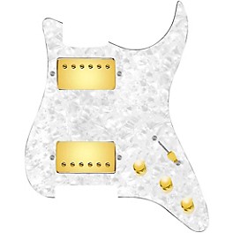 ... 920d Custom Hushed And Humble HH Loaded Pickguard for Strat With Gold Smoothie Humbuckers and S5W-HH Wiring Harness White Pearl