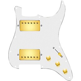 920d Custom Hushed And Humble HH Loaded Pickguard for Strat With Gold Smoothie Humbuckers and S5W-HH Wiring Harness White