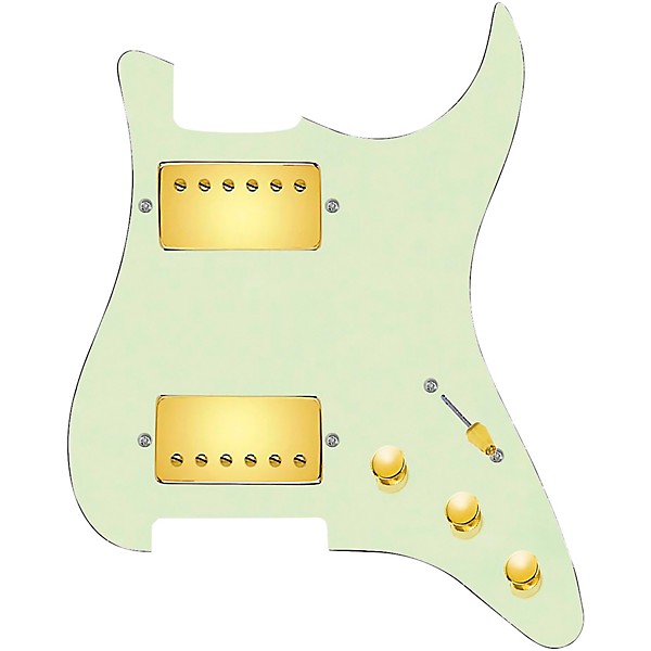 920D Custom Hushed And Humble HH Loaded Pickguard for Strat With Gold Smoothie Humbuckers and S5W-HH Wiring Harness Mint G...