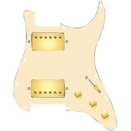 ... 920d Custom Hushed And Humble HH Loaded Pickguard for Strat With Gold Smoothie Humbuckers and S5W-HH Wiring Harness Aged White