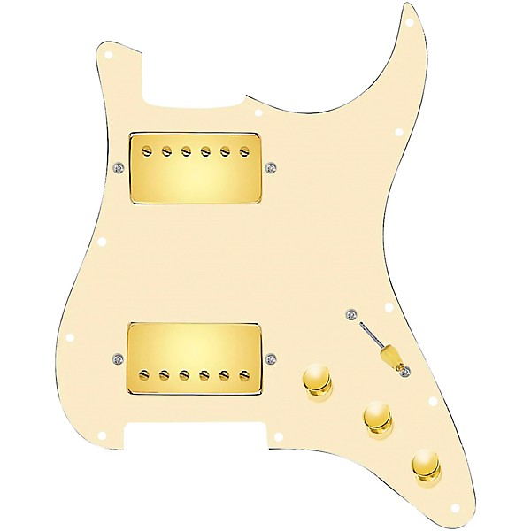 920d Custom Hushed And Humble HH Loaded Pickguard for Strat With Gold Smoothie Humbuckers and S5W-HH Wiring Harness Aged W...