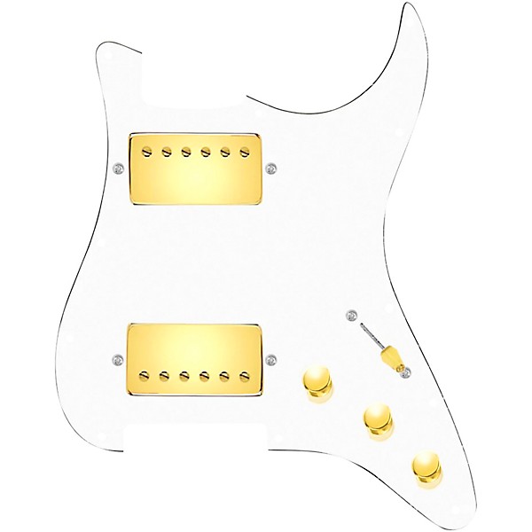 920d Custom HH Loaded Pickguard for Strat With Gold Cool Kids Humbuckers and S3W-HH Wiring Harness White