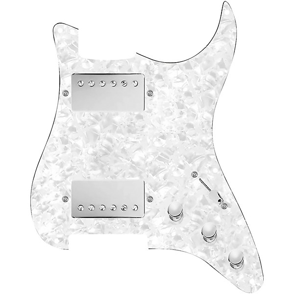 920d Custom HH Loaded Pickguard for Strat With Nickel Roughneck Humbuckers and S5W-HH Wiring Harness White Pearl