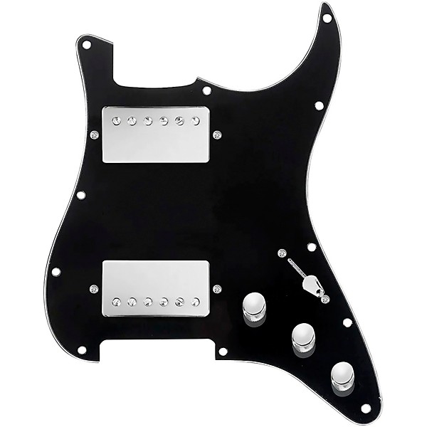 920D Custom HH Loaded Pickguard for Strat With Nickel Roughneck Humbuckers and S5W-HH Wiring Harness Black
