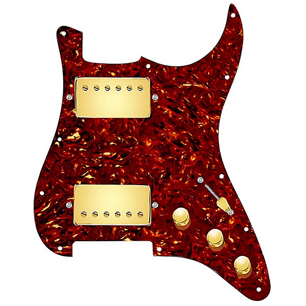 920d Custom HH Loaded Pickguard for Strat With Gold Cool Kids Humbuckers and S5W-HH Wiring Harness Tortoise