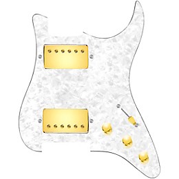 920d Custom HH Loaded Pickguard for Strat With Gold Cool Kids Humbuckers and S5W-HH Wiring Harness White Pearl