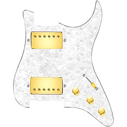 920d Custom HH Loaded Pickguard for Strat With Gold Roughneck Humbuckers and S5W-HH Wiring Harness White Pearl