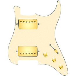 920D Custom HH Loaded Pickguard for Strat With Gold Roughneck Humbuckers and S5W-HH Wiring Harness Aged White