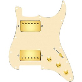 920d Custom ... 920d Custom HH Loaded Pickguard for Strat With Gold Roughneck Humbuckers and S3W-HH Wiring Harness Aged White