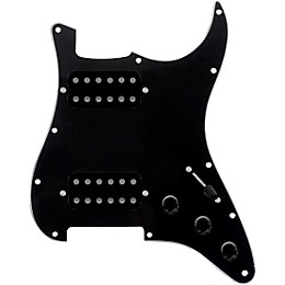 920d Custom HH Loaded Pickguard for Strat With Uncovered Cool Kids Humbuckers and S3W-HH Wiring Harness Black