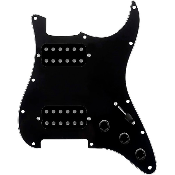 920d Custom HH Loaded Pickguard for Strat With Uncovered Cool Kids Humbuckers and S3W-HH Wiring Harness Black