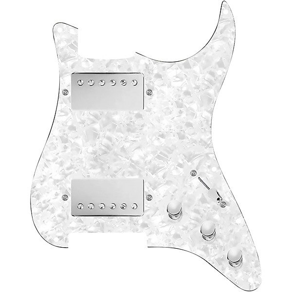 920d Custom HH Loaded Pickguard for Strat With Nickel Cool Kids Humbuckers and S5W-HH Wiring Harness White Pearl
