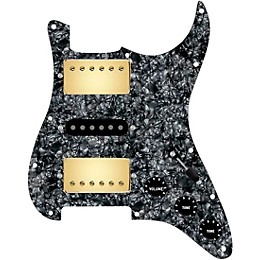 920d Custom HSH Loaded Pickguard for Stratocaster With Gold Smoothie Humbuckers, Black Texas Vintage Pickups and S5W-HSH Wiring Harness Black Pearl