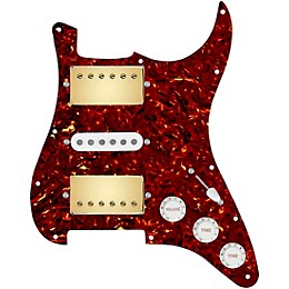 920d Custom HSH Loaded Pickguard for Stratocaster With Gold Smoothie Humbuckers, White Texas Vintage Pickups and S5W-HSH Wiring Harness Tortoise