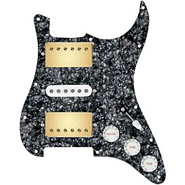 ... 920d Custom HSH Loaded Pickguard for Stratocaster With Gold Smoothie Humbuckers, White Texas Vintage Pickups and S5W-HSH Wiring Harness Black Pearl