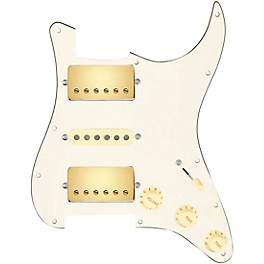 ... 920d Custom HSH Loaded Pickguard for Stratocaster With Gold Smoothie Humbuckers, Aged White Texas Vintage Pickups and S5W-HSH Wiring Harness Parchment