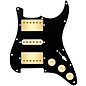 920d Custom HSH Loaded Pickguard for Stratocaster With Gold Smoothie Humbuckers, Aged White Texas Vintage Pickups and S5W-HSH Wiring Harness Black thumbnail
