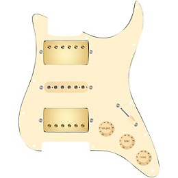 920d Custom HSH Loaded Pickguard for Stratocaster With Gold Smoothie Humbuckers, Aged White Texas Vintage Pickups and S5W-HSH Wiring Harness White