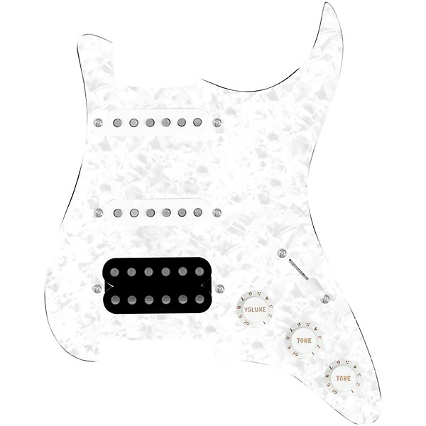 920d Custom HSS Loaded Pickguard For Strat With An Uncovered Smoothie Humbucker, White Texas Vintage Pickups, White Knobs ...