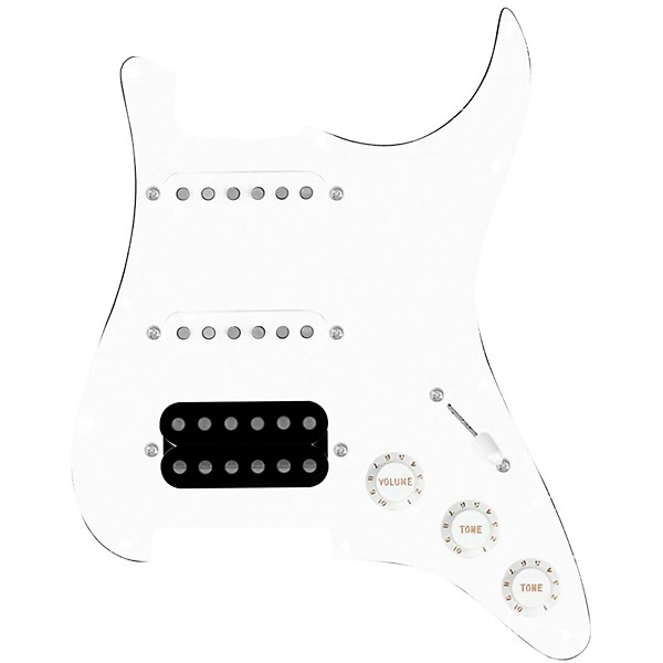 920d Custom HSS Loaded Pickguard For Strat With An Uncovered Smoothie Humbucker, White Texas Vintage Pickups, White Knobs ...