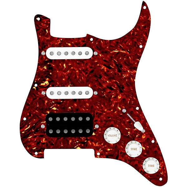 920d Custom HSS Loaded Pickguard For Strat With An Uncovered Smoothie Humbucker, White Texas Vintage Pickups, White Knobs ...