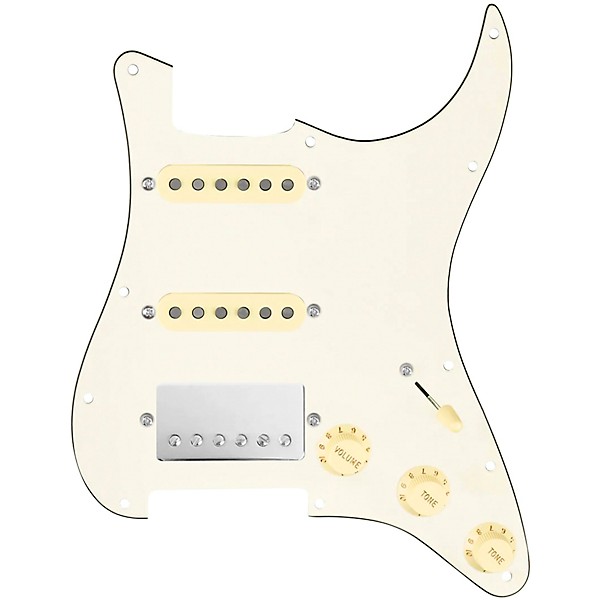 920d Custom HSS Loaded Pickguard For Strat With A Nickel Smoothie Humbucker, Aged White Texas Vintage Pickups and Aged Whi...