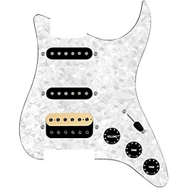 ... 920d Custom HSS Loaded Pickguard For Strat With An Uncovered Roughneck Humbucker, Black Texas Growler Pickups and Black Knobs White Pearl