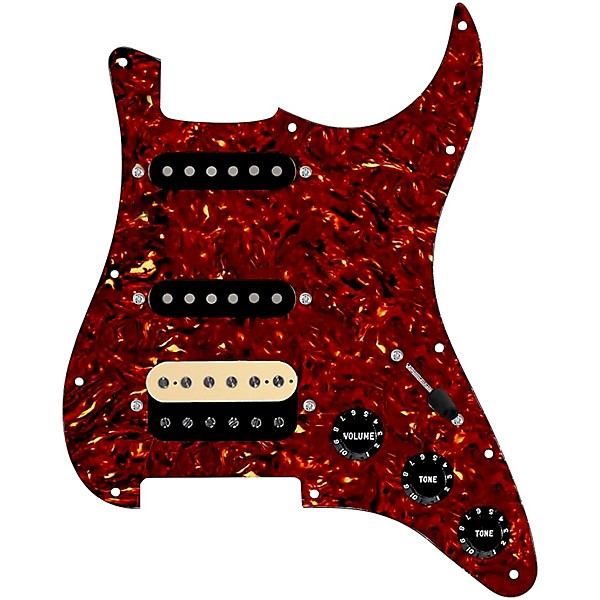 920d Custom HSS Loaded Pickguard For Strat With An Uncovered Roughneck Humbucker, Black Texas Growler Pickups and Black Kn...