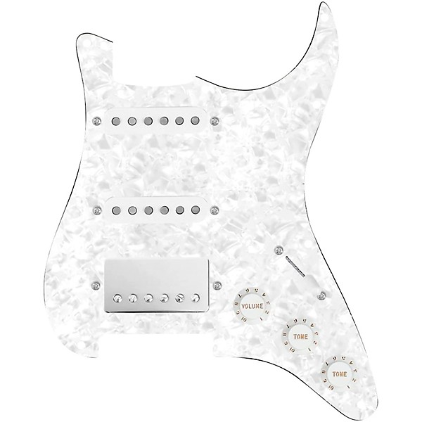 920d Custom HSS Loaded Pickguard For Strat With A Nickel Smoothie Humbucker, White Texas Vintage Pickups and White Knobs W...