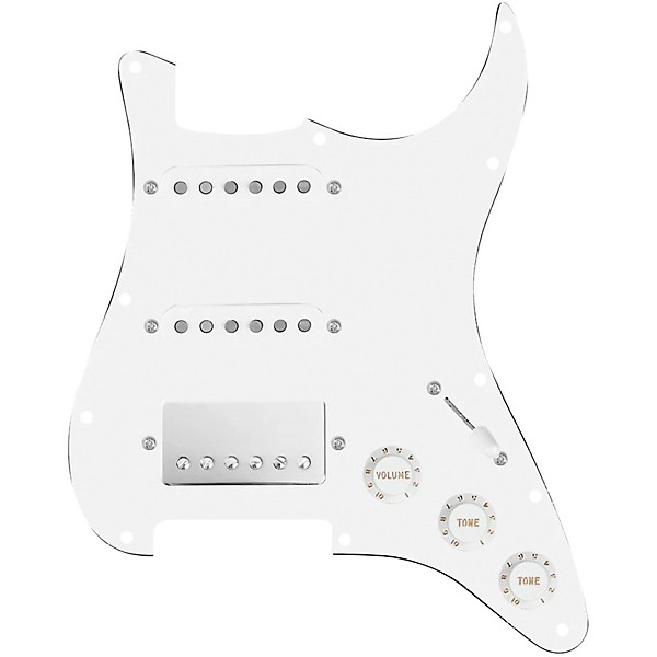 920d Custom HSS Loaded Pickguard For Strat With A Nickel Smoothie Humbucker, White Texas Vintage Pickups and White Knobs W...